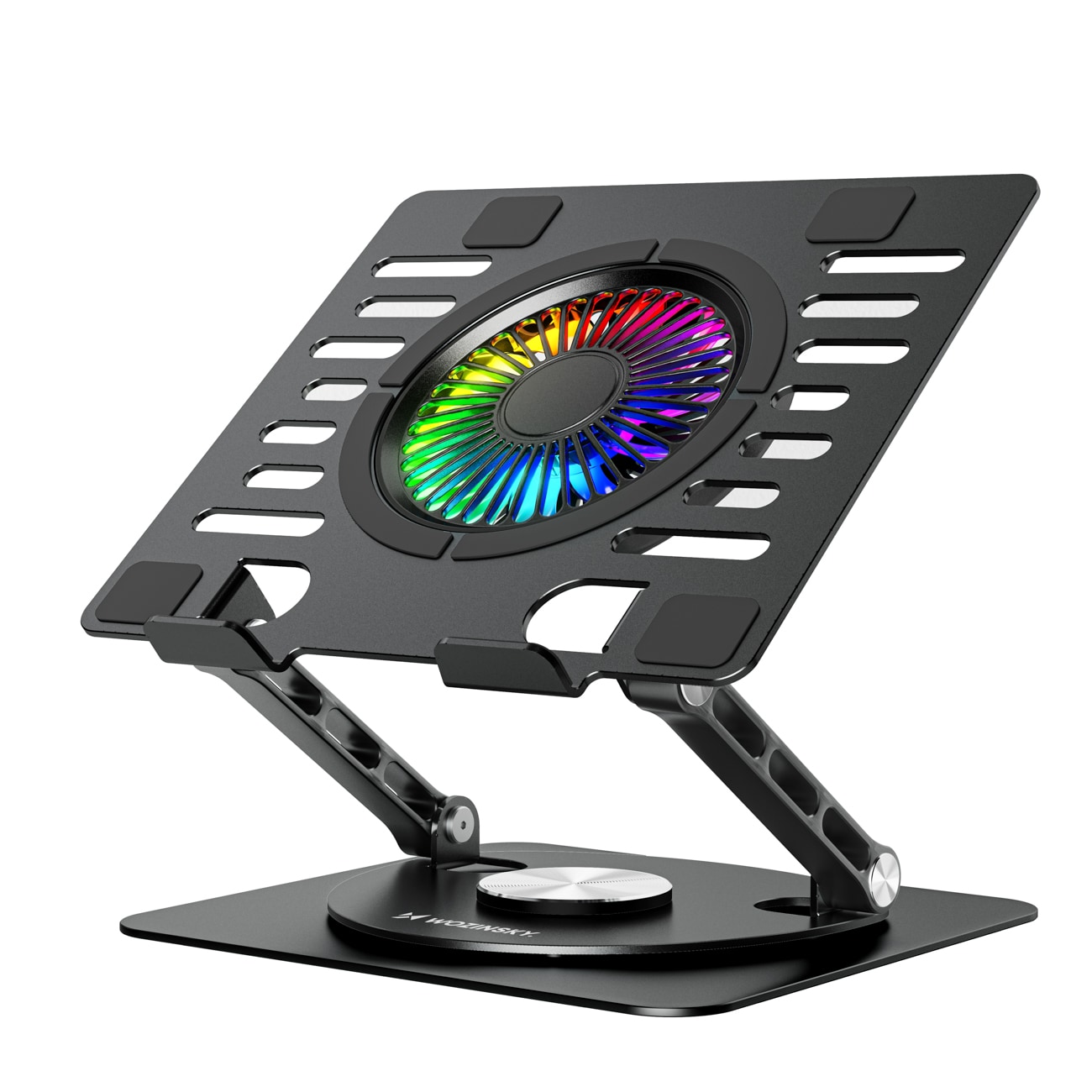 Wozinsky WDCX-X16-AS CoolBase RGB 360° -jäähdytysteline kannettavalle ja tabletille – musta