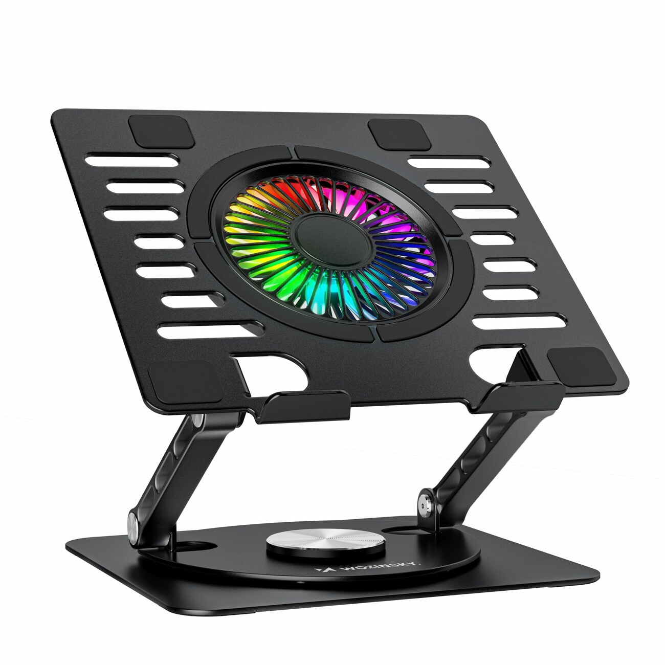 Wozinsky WDCX-X16-AS CoolBase RGB 360° -jäähdytysteline kannettavalle ja tabletille – musta
