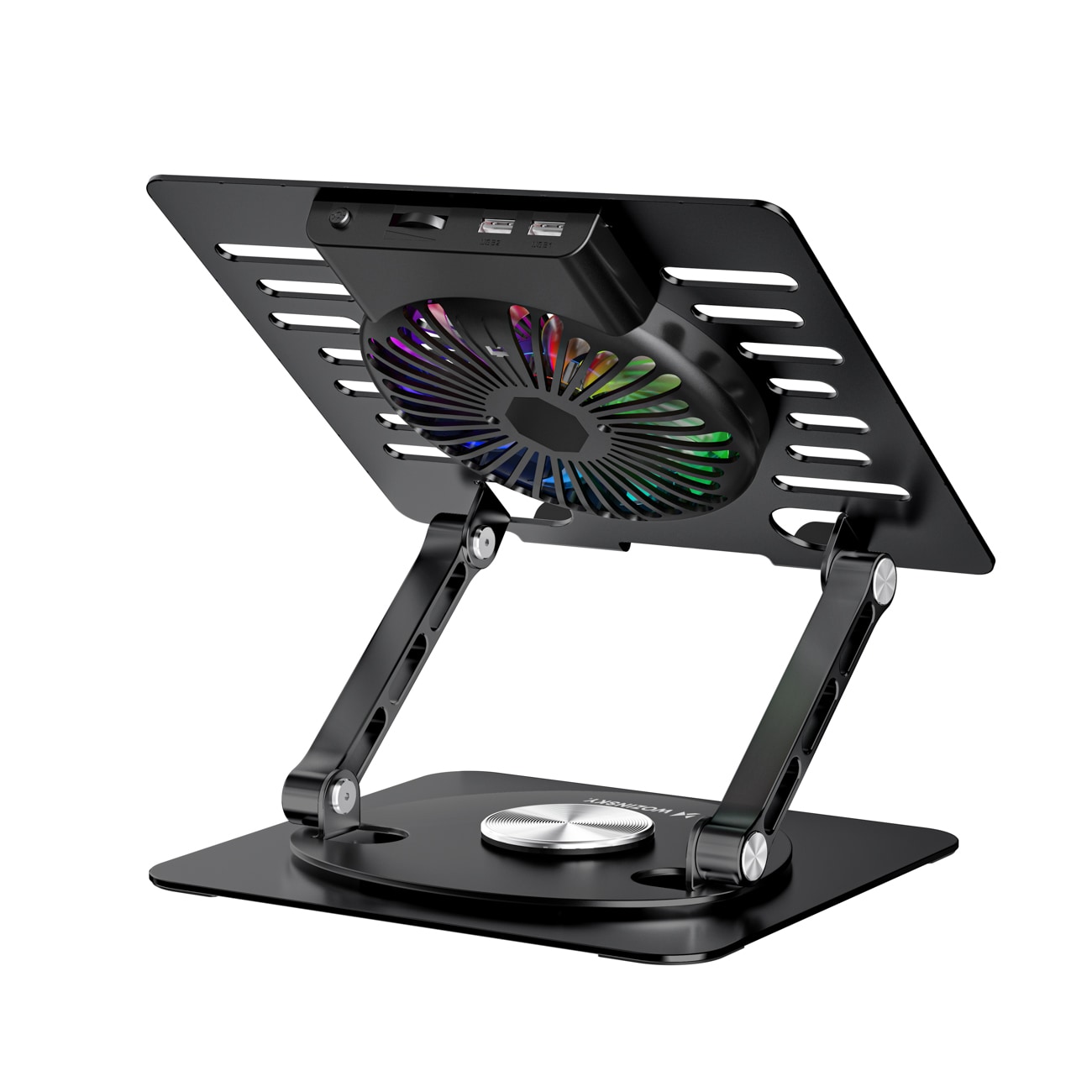 Wozinsky WDCX-X16-AS CoolBase RGB 360° -jäähdytysteline kannettavalle ja tabletille – musta