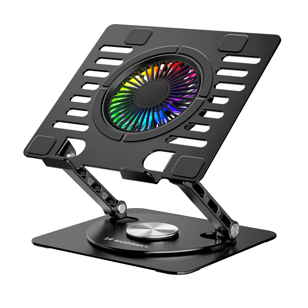 Wozinsky WDCX-X16-AS CoolBase RGB 360° -jäähdytysteline kannettavalle ja tabletille – musta