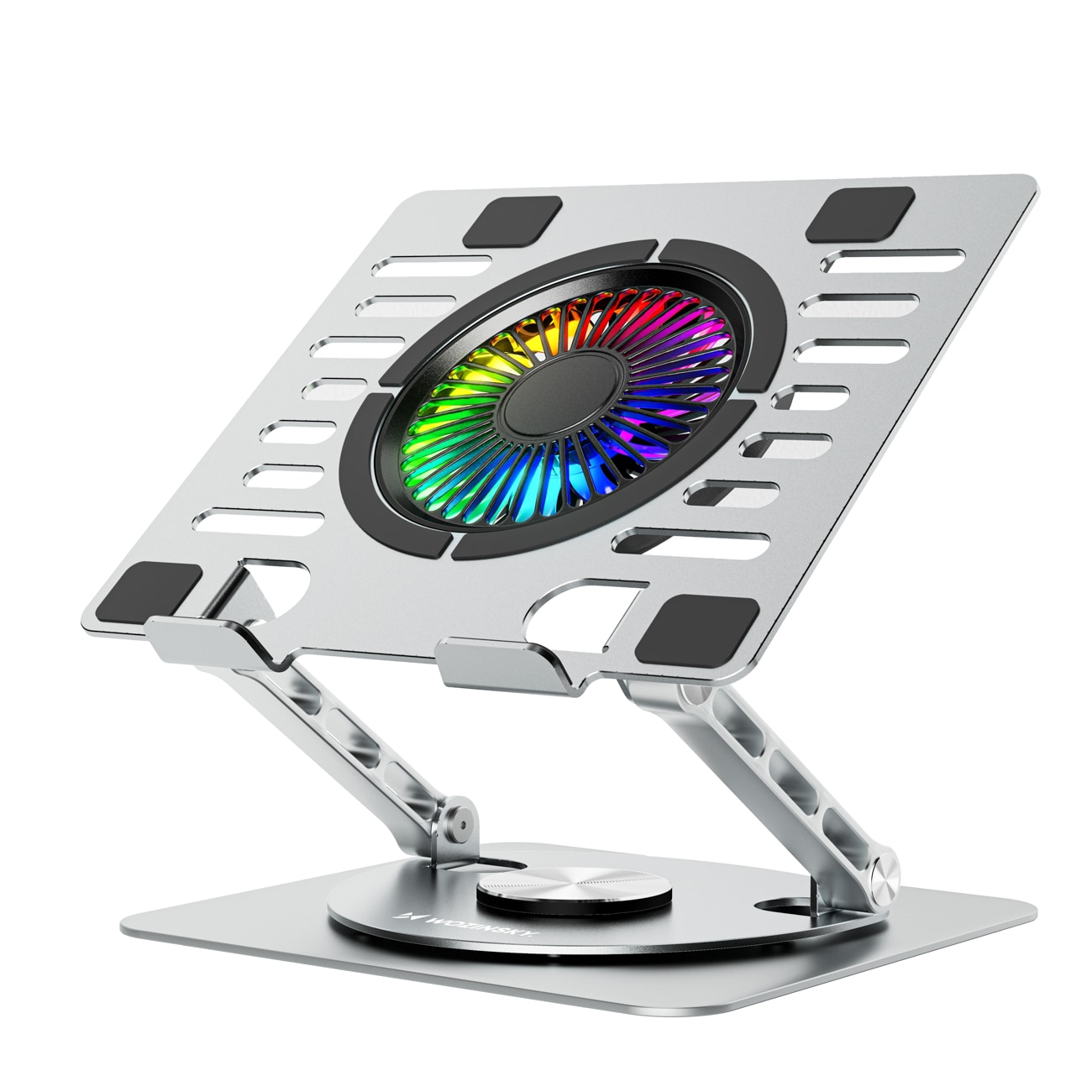 Wozinsky WDCX-X16-AS CoolBase RGB 360° -jäähdytysteline kannettavalle ja tabletille – hopea