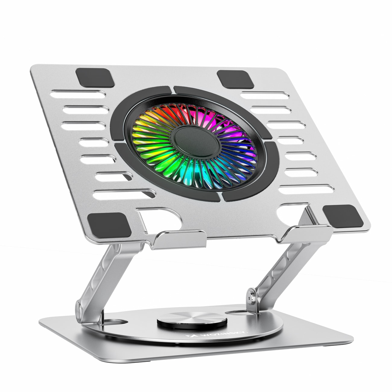 Wozinsky WDCX-X16-AS CoolBase RGB 360° -jäähdytysteline kannettavalle ja tabletille – hopea