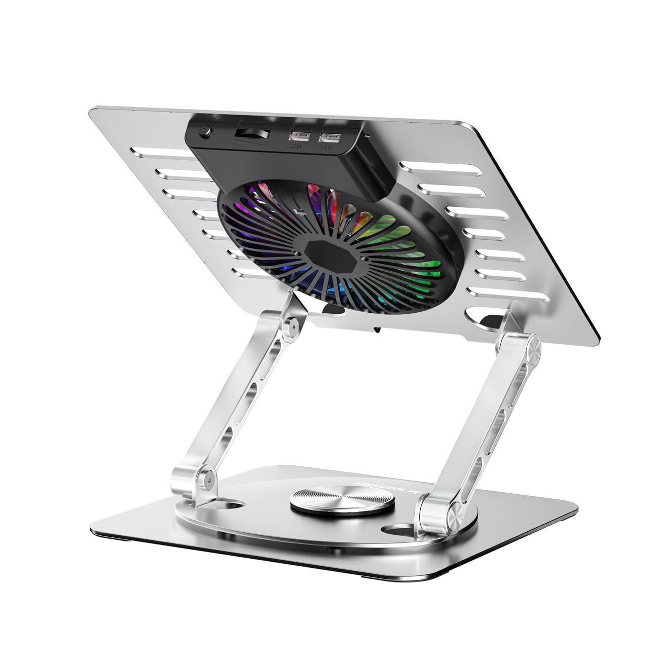 Wozinsky WDCX-X16-AS CoolBase RGB 360° -jäähdytysteline kannettavalle ja tabletille – hopea