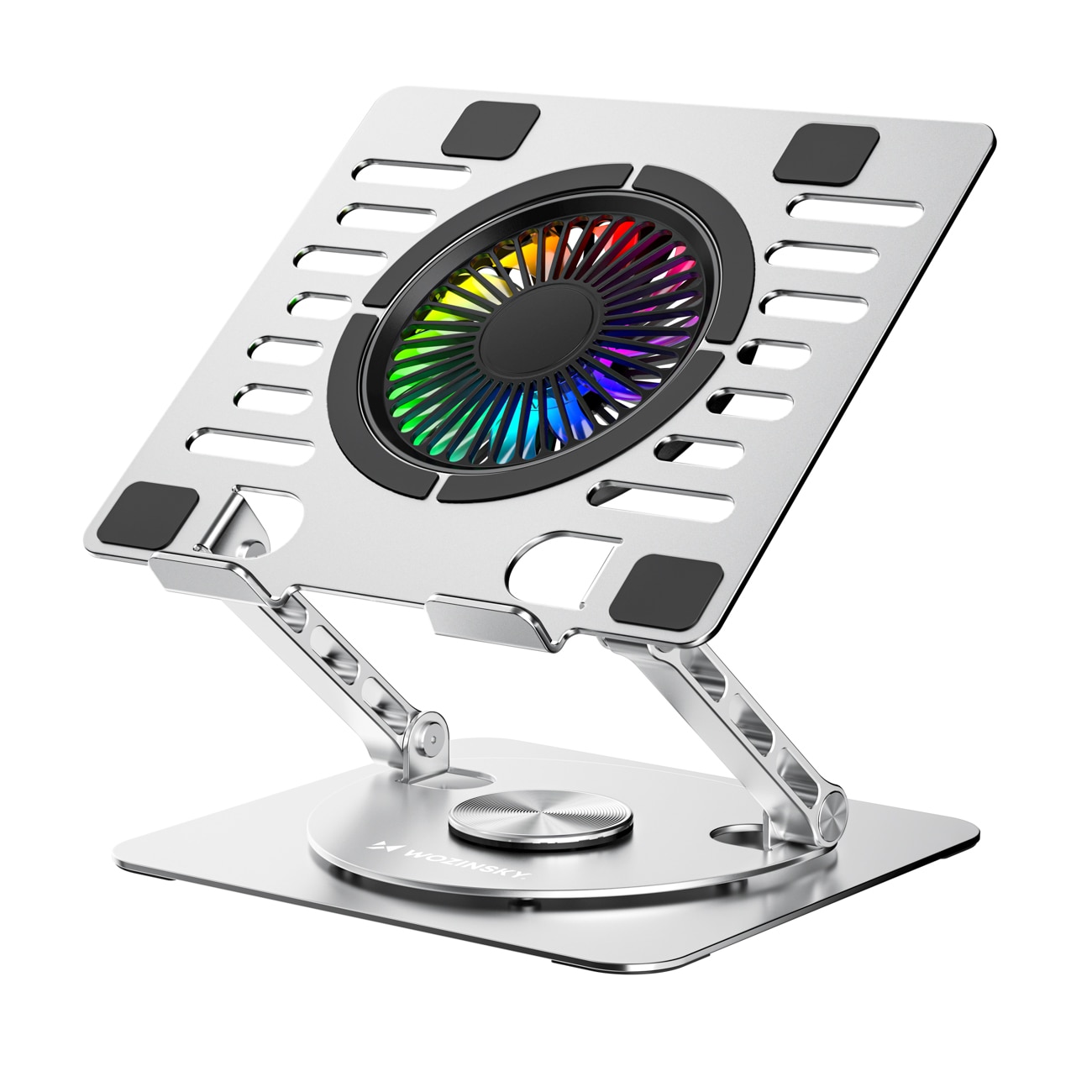Wozinsky WDCX-X16-AS CoolBase RGB 360° -jäähdytysteline kannettavalle ja tabletille – hopea