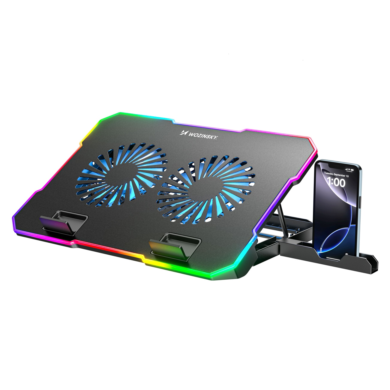 Wozinsky WDCX-A26 NitroCool RGB -pelikannettimen jäähdytusalusta – musta