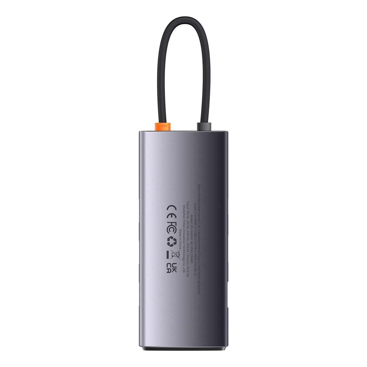 Baseus Metal Gleam HUB 7-in-1 USB-C telakointiasema: HDMI, VGA, 3x USB 3.2 Gen1, PD, RJ-45, harmaa