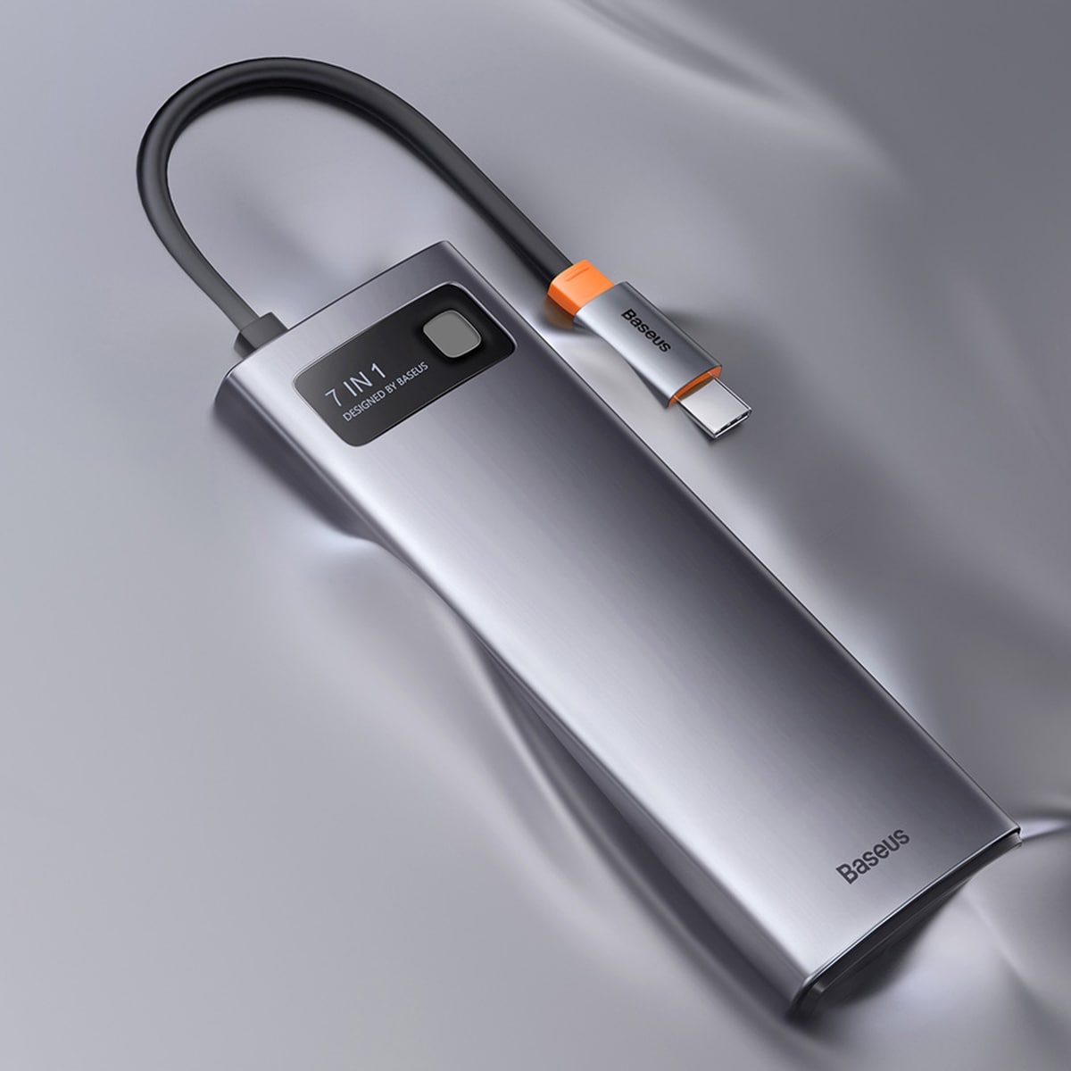 Baseus Metal Gleam HUB 7-in-1 USB-C telakointiasema: HDMI, VGA, 3x USB 3.2 Gen1, PD, RJ-45, harmaa
