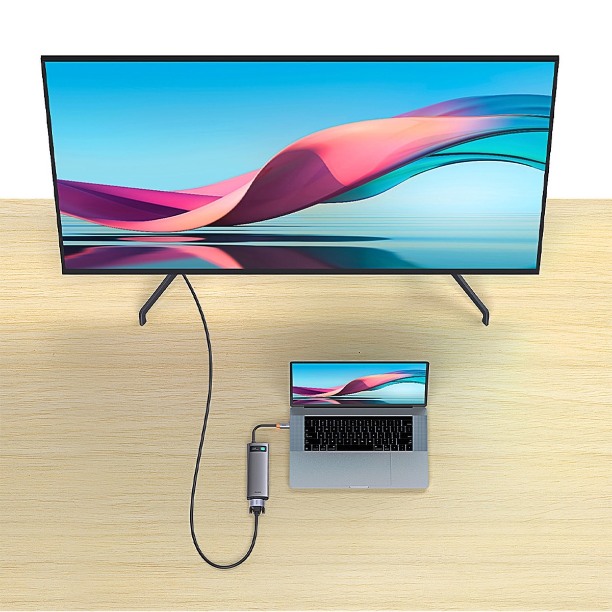 Baseus Metal Gleam HUB 7-in-1 USB-C telakointiasema: HDMI, VGA, 3x USB 3.2 Gen1, PD, RJ-45, harmaa