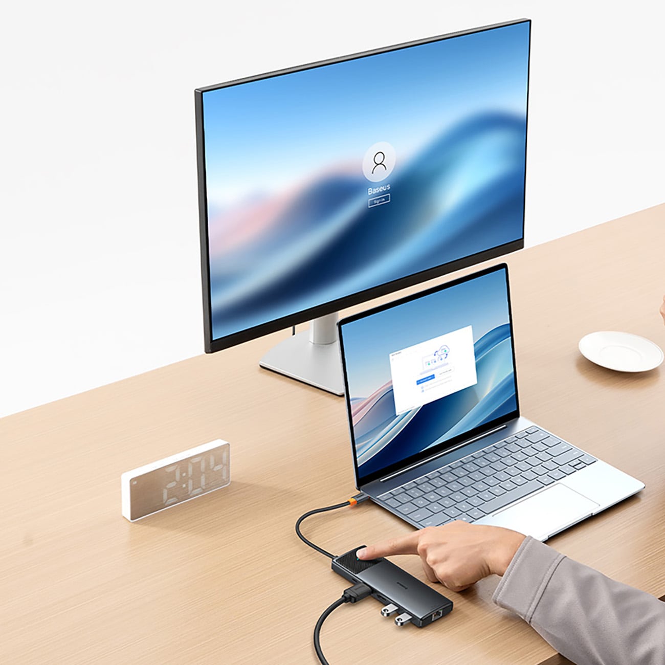 Baseus Metal Gleam II 10-in-1 HDMI/USB-A/USB-C/RJ45/SD/TF-jakaja – harmaa