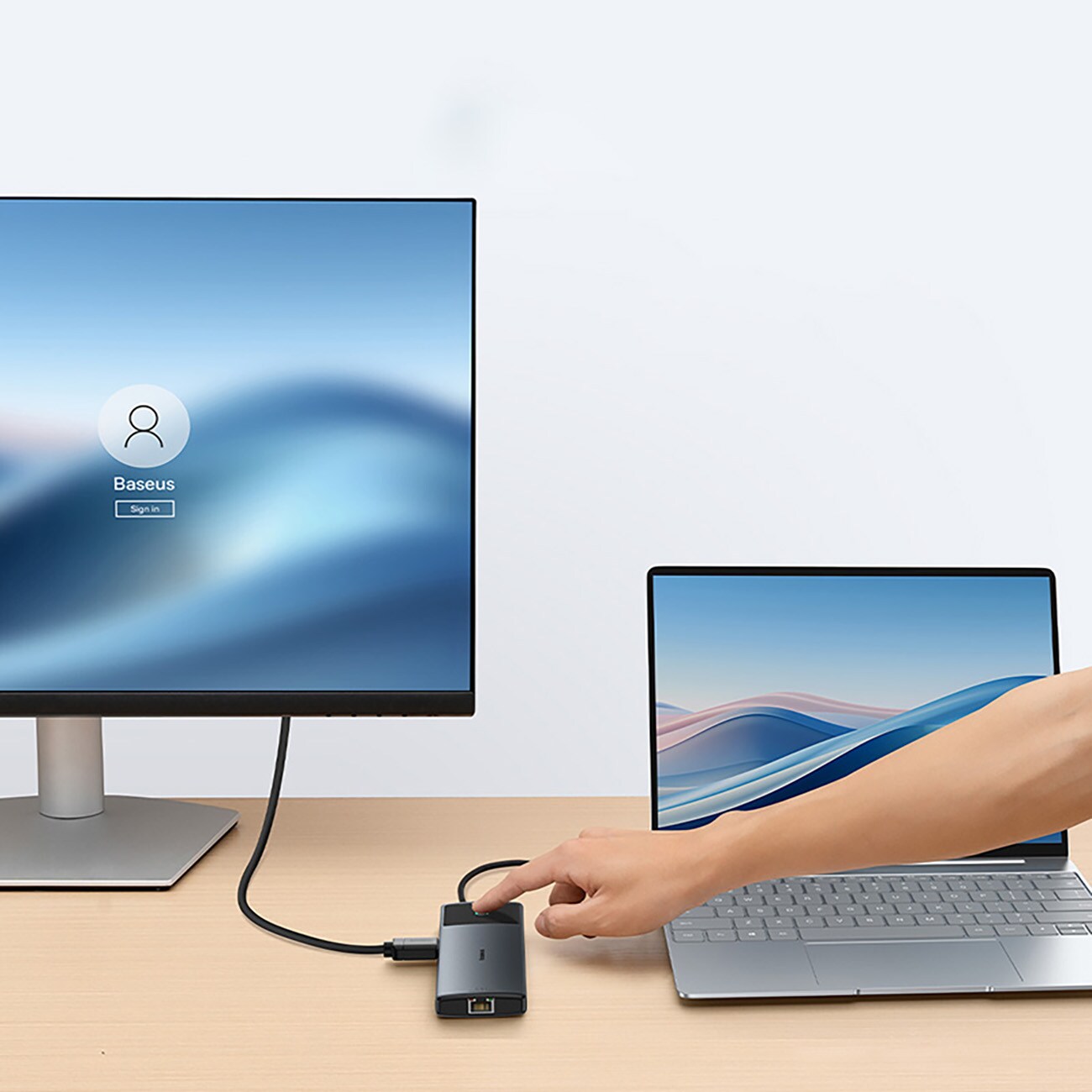 Baseus Metal Gleam II 10-in-1 HDMI/USB-A/USB-C/RJ45/SD/TF-jakaja – harmaa