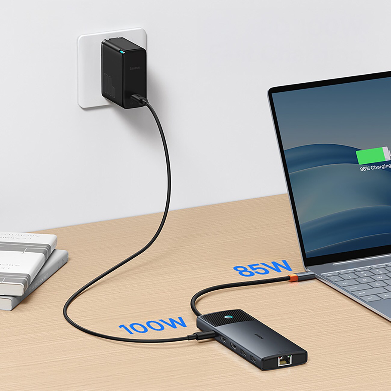 Baseus Metal Gleam II 10-in-1 HDMI/USB-A/USB-C/RJ45/SD/TF-jakaja – harmaa
