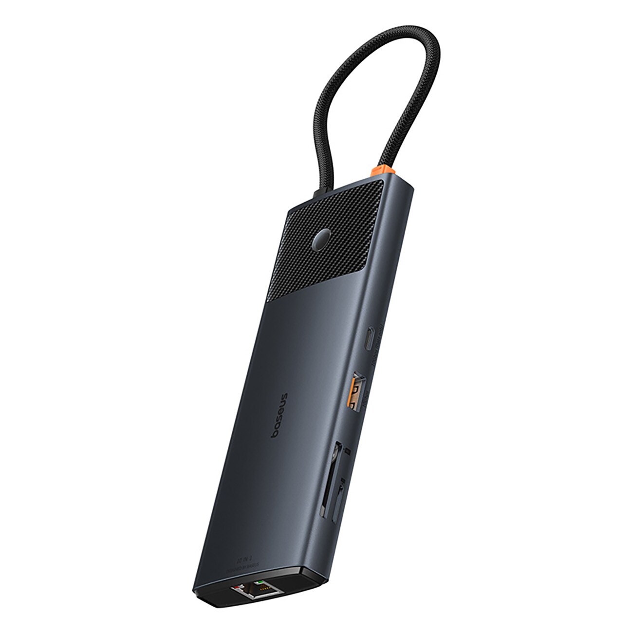 Baseus Metal Gleam II 10-in-1 HDMI/USB-A/USB-C/RJ45/SD/TF-jakaja – harmaa