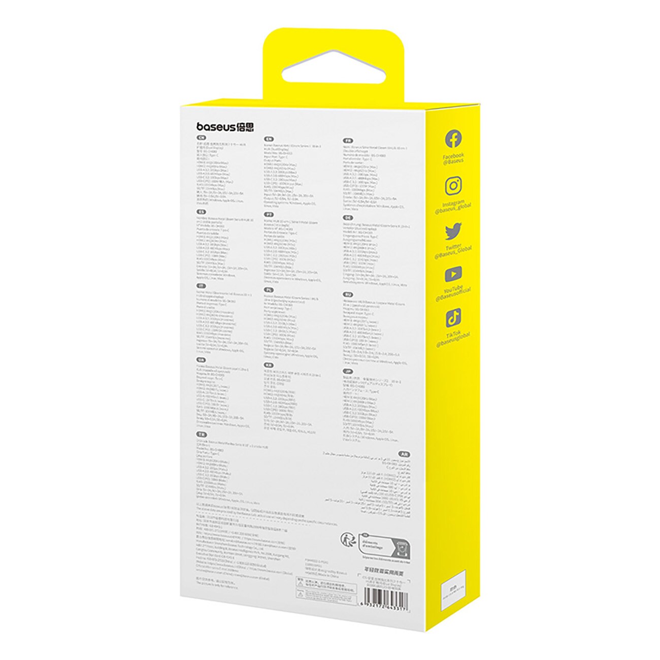 Baseus Metal Gleam II 10-in-1 HDMI/USB-A/USB-C/RJ45/SD/TF-jakaja – harmaa