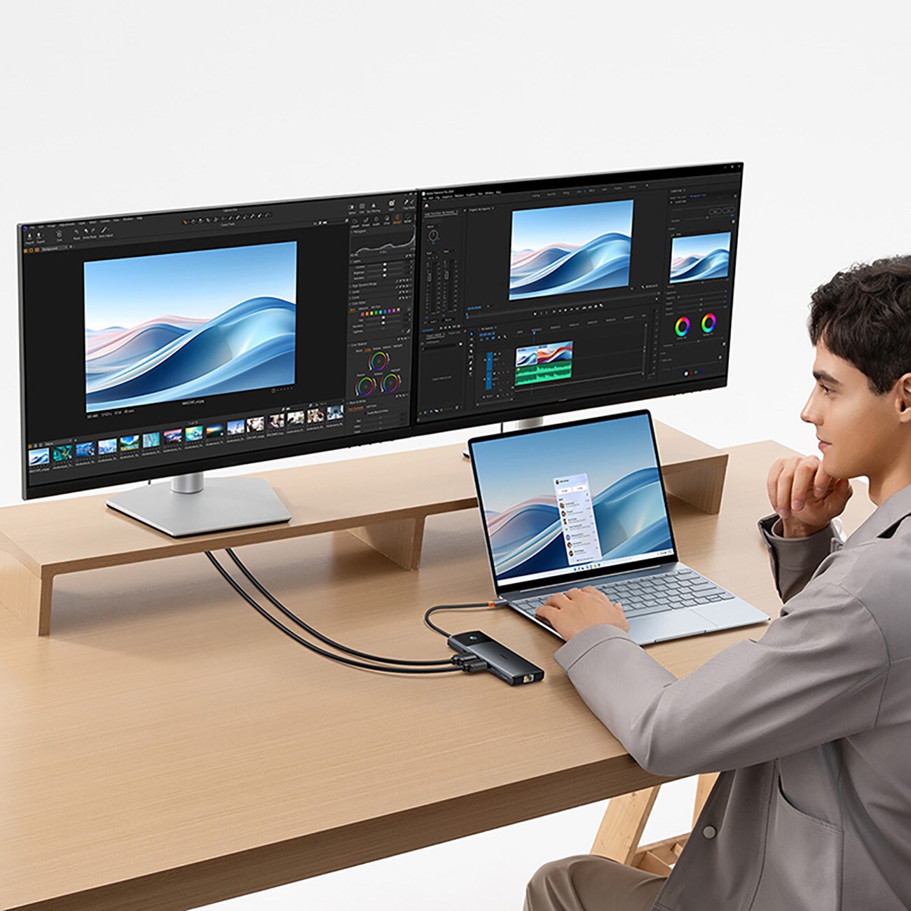 Baseus Metal Gleam II 10-in-1 HDMI/USB-A/USB-C/RJ45/SD/TF-jakaja – harmaa