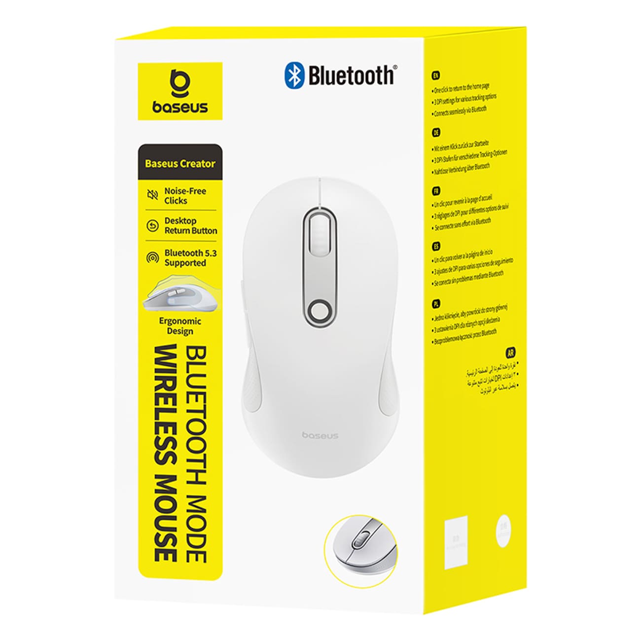Baseus F02 langaton ergonominen Bluetooth-hiiri – valkoinen
