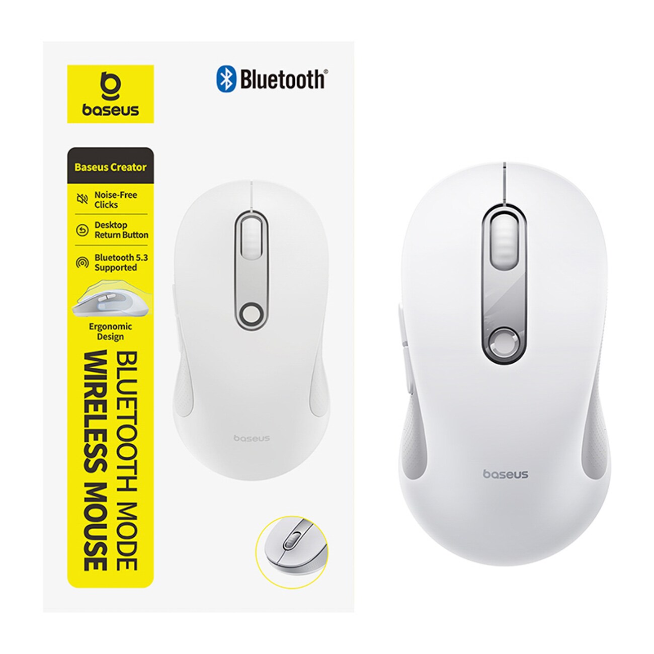 Baseus F02 langaton ergonominen Bluetooth-hiiri – valkoinen