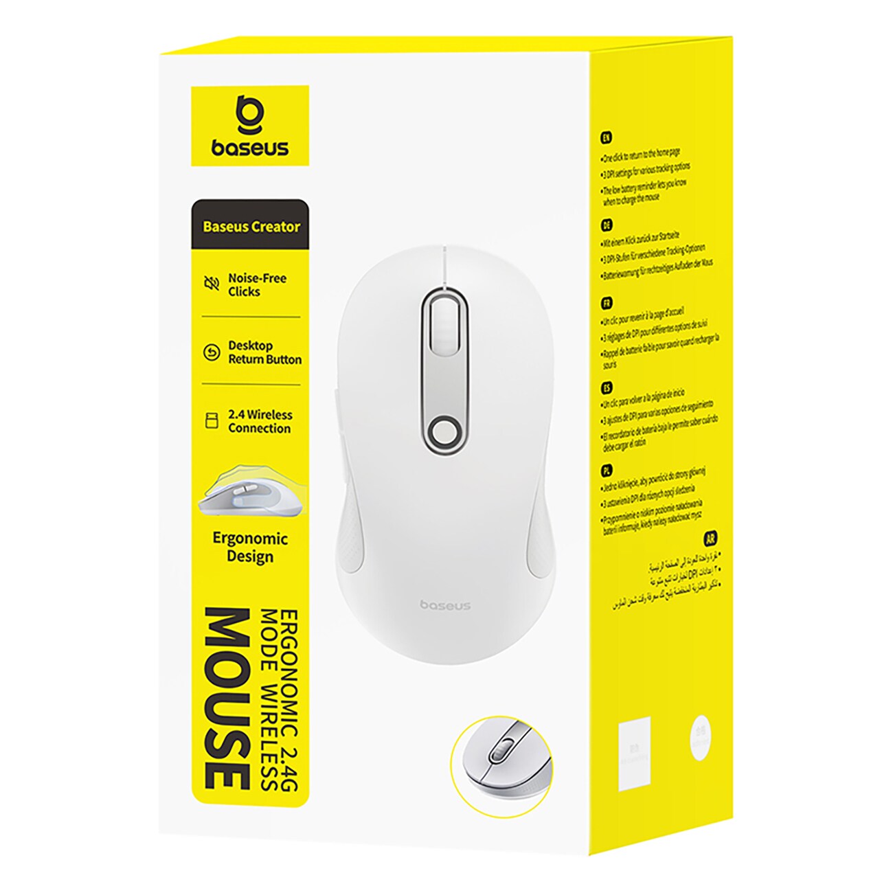 Baseus F02 Ergonominen langaton hiiri, USB 2,4 GHz – valkoinen