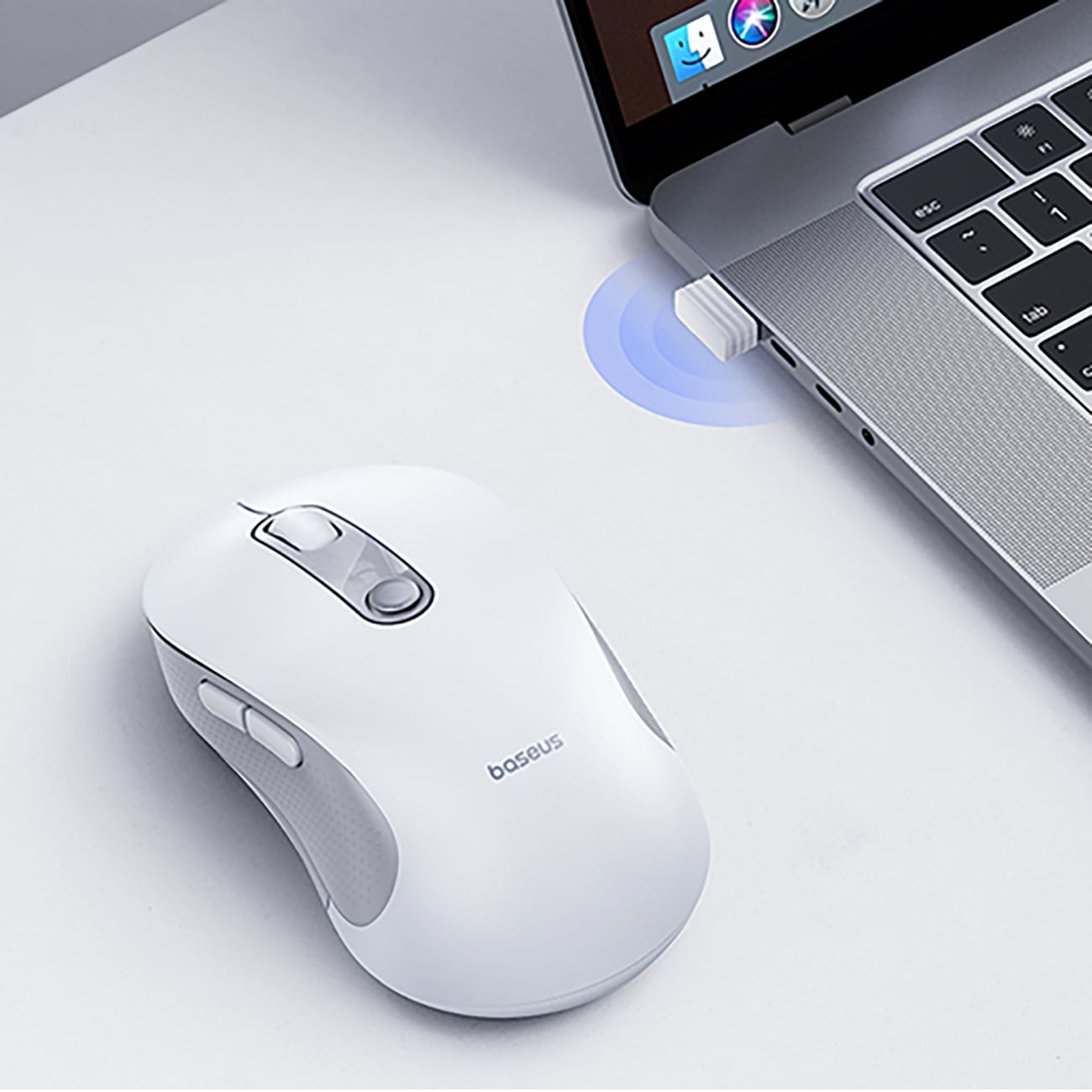 Baseus F02 Ergonominen langaton hiiri, USB 2,4 GHz – valkoinen