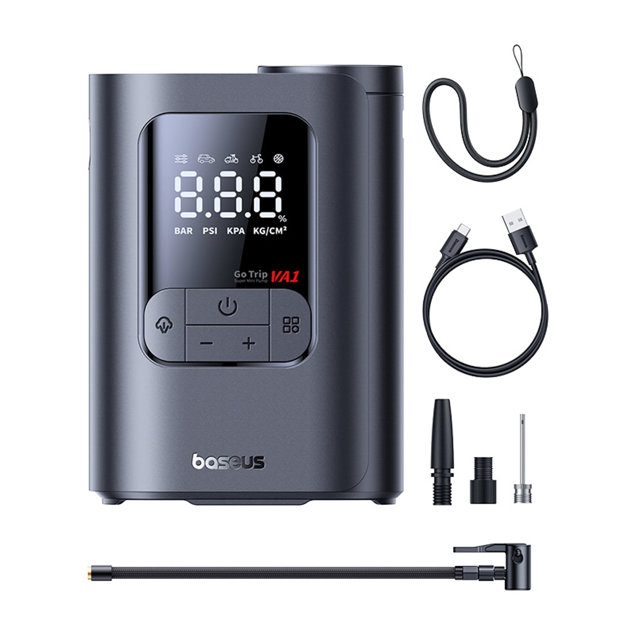 Baseus GoTrip VA1 langaton pumppu 150 PSI 7500 mAh – tummanharmaa