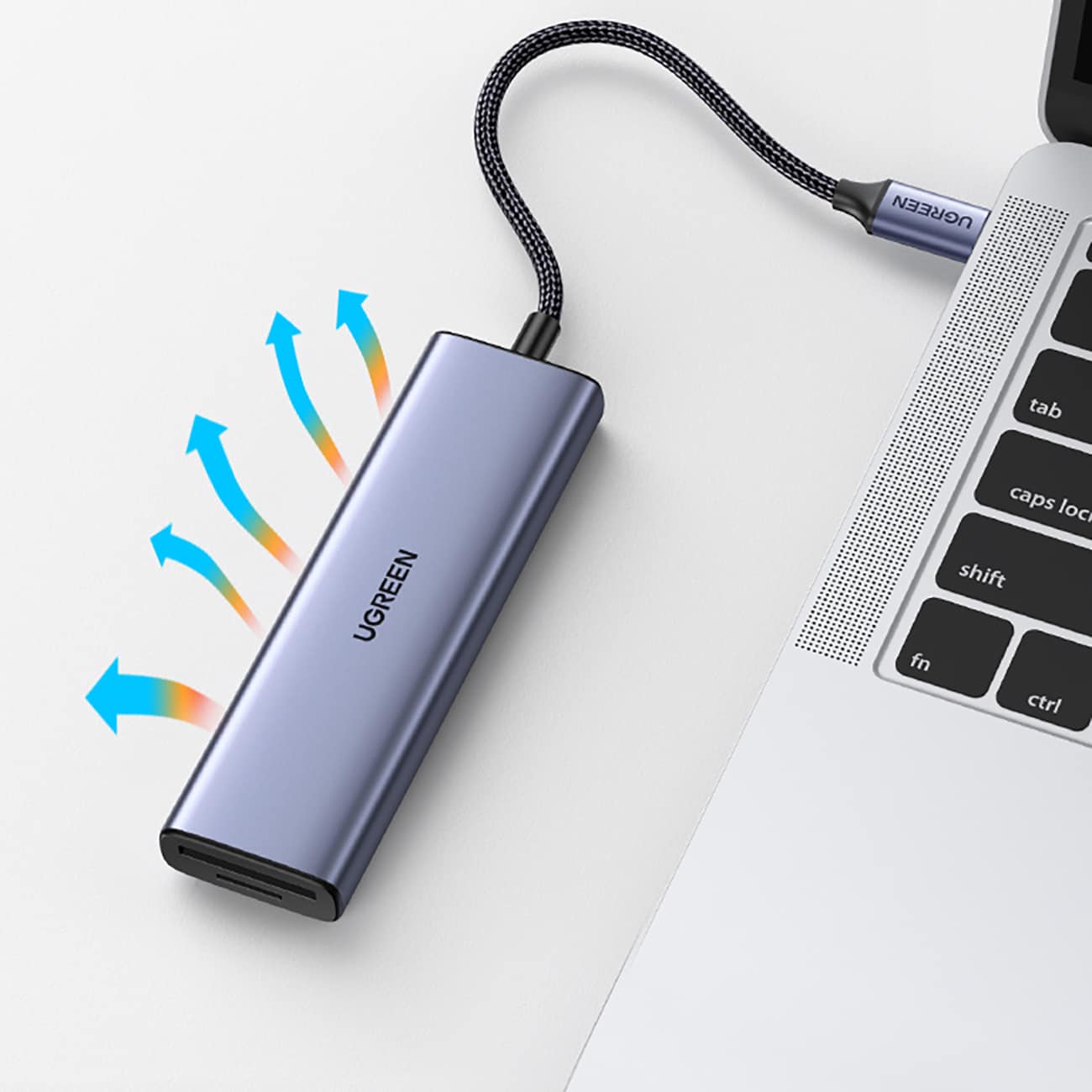 HUB Ugreen CM511 20956A 6-in-1 USB-C – HDMI / 3 x USB-A 3.0 / SD/TF-kortinlukija – harmaa