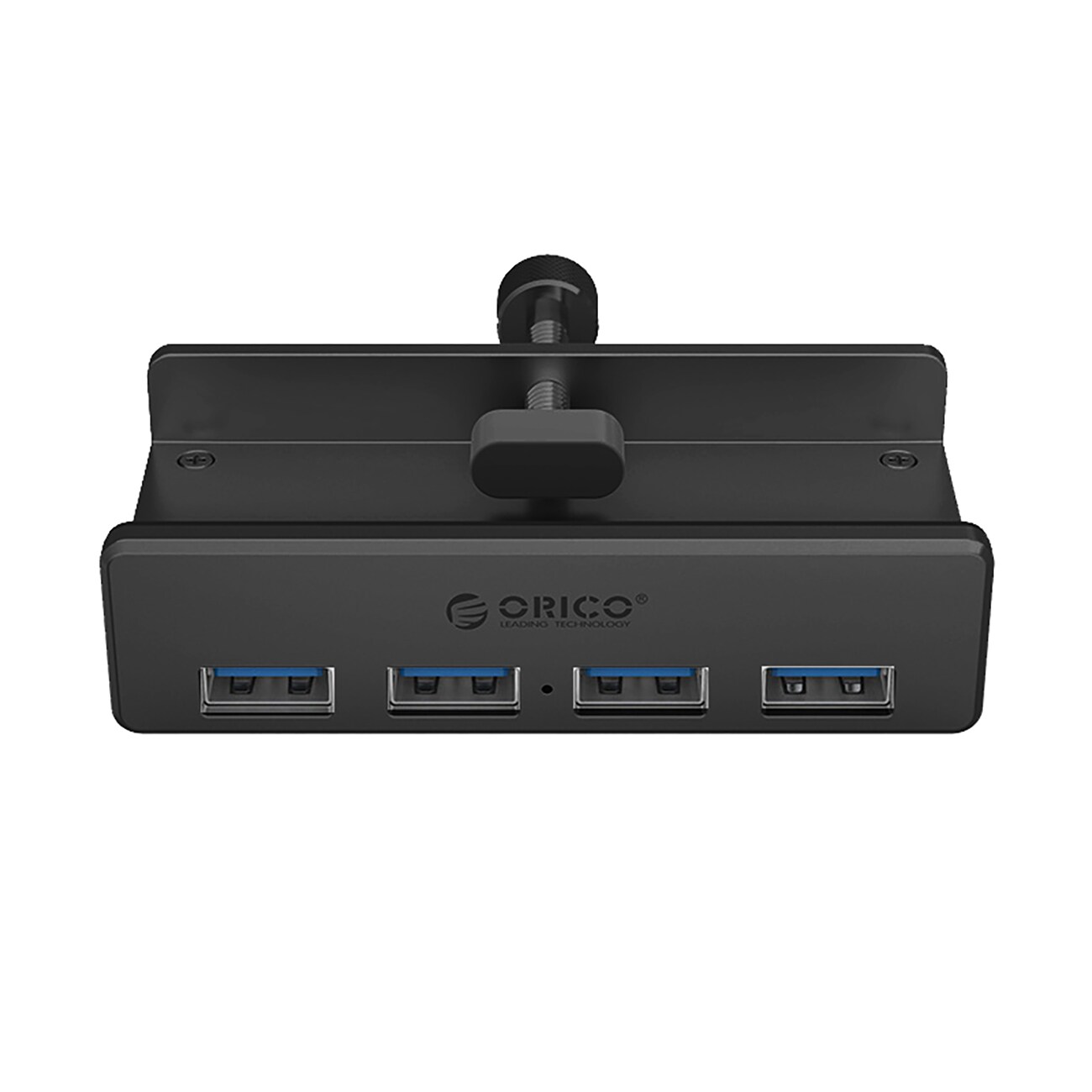 Orico MH4PU -keskitin, kiinnitetään kiinnikkeellä, 4 x USB-A 3.0 – musta