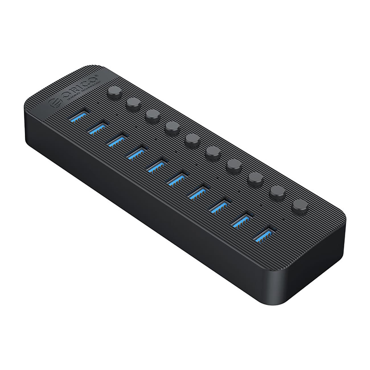Orico CT2U3-10AB 10-porttinen USB-A 3.0 -jakaja kytkimillä – musta