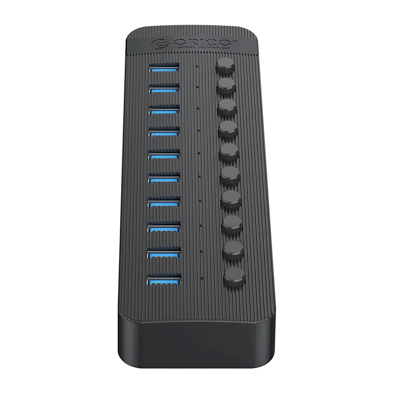Orico CT2U3-10AB 10-porttinen USB-A 3.0 -jakaja kytkimillä – musta