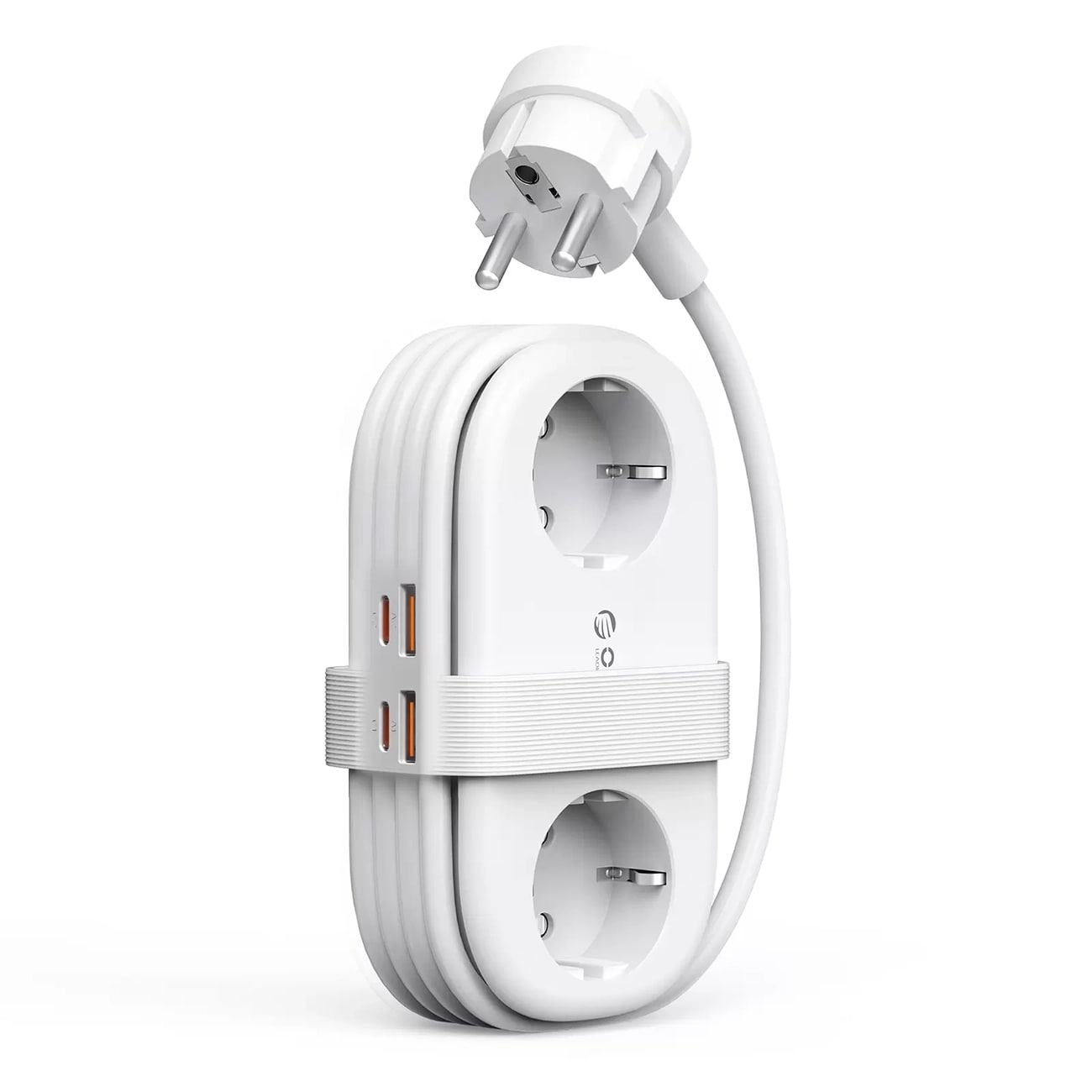 Orico AP3 20 W GaN 5-in-1-moniliitinpistoke 2x verkkovirta + 2x USB-A + 1x USB-C – valkoinen