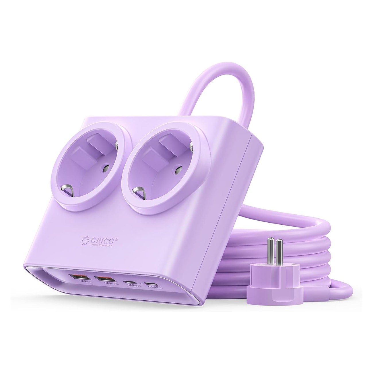 Orico PDC25 25 W 6-in-1-pistorasia, 2 x AC + 2 x USB-A + 2 x USB-C – violetti