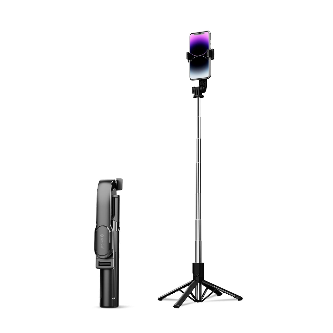 Orico SPN100 selfiekeppi & 1/4" kolmijalka puhelinkameralle, 360° kierto, Bluetooth 5.2 – musta