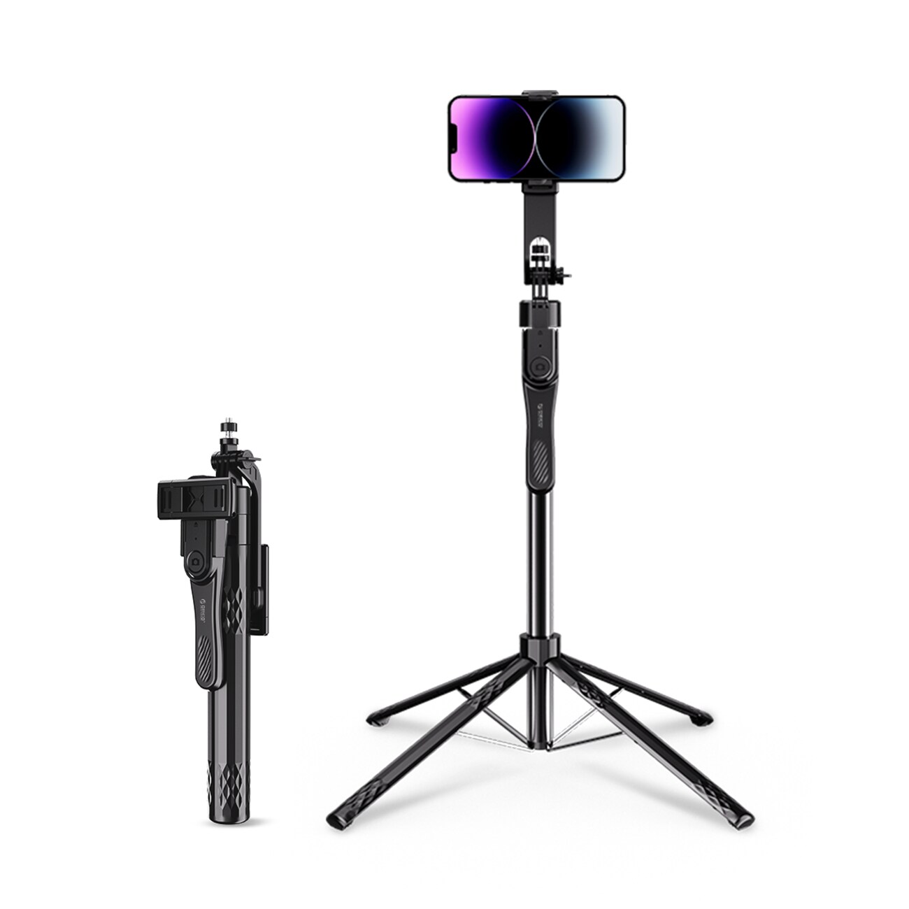 Orico SPN185 selfiekeppi + 1/4” kolmijalka puhelinkameralle, 360° kierto, BT 5.2 – musta