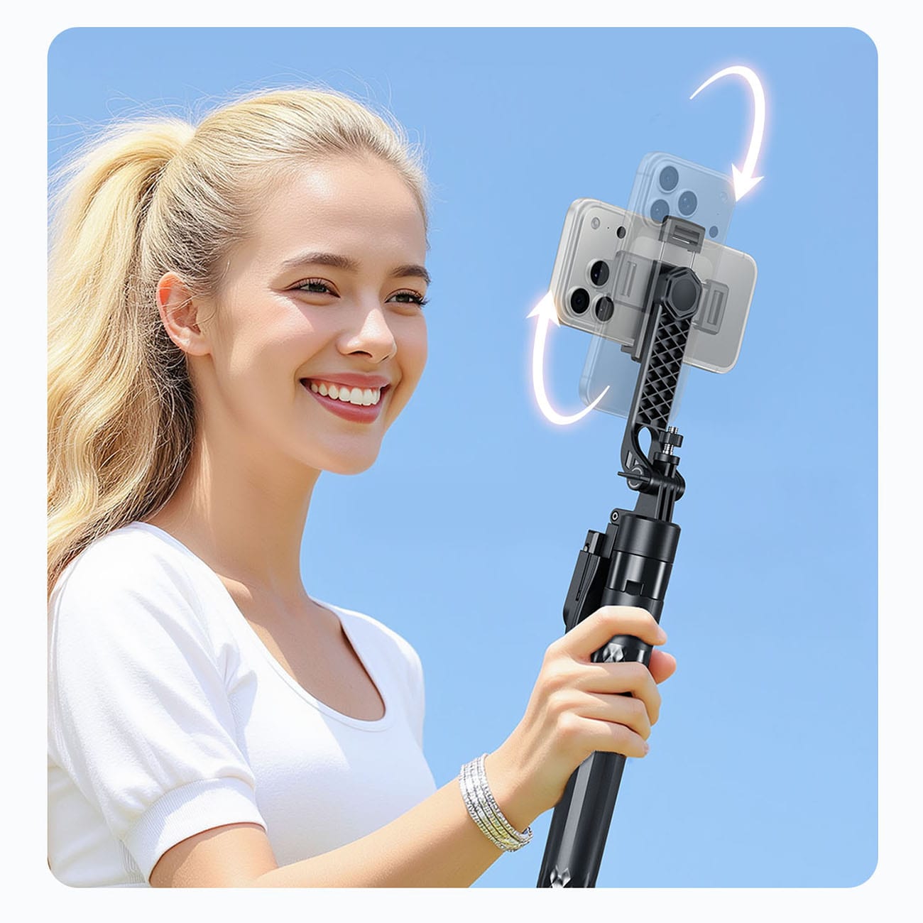 Orico SPN185 selfiekeppi + 1/4” kolmijalka puhelinkameralle, 360° kierto, BT 5.2 – musta