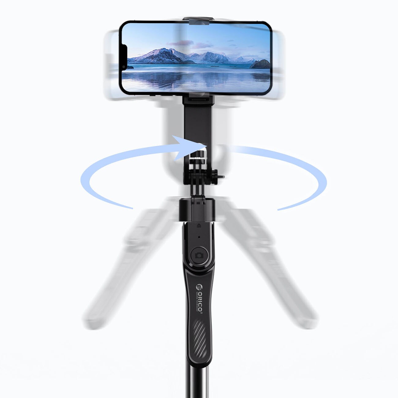 Orico SPN185 selfiekeppi + 1/4” kolmijalka puhelinkameralle, 360° kierto, BT 5.2 – musta