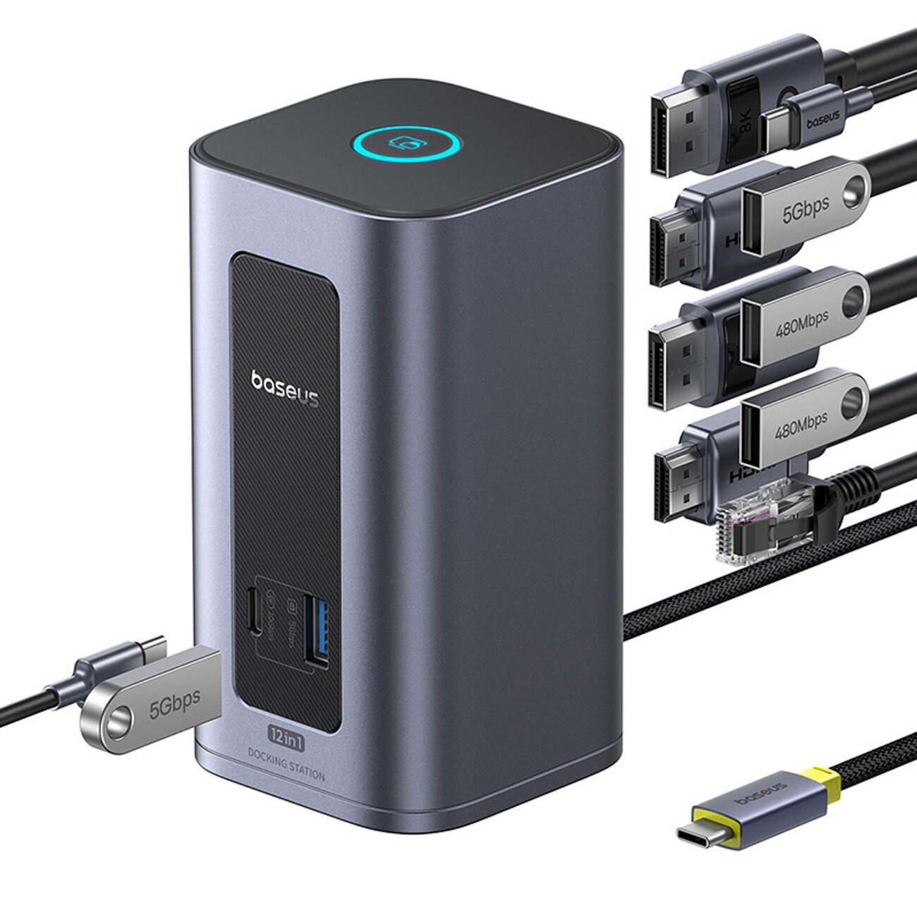 Baseus Nomos NU1 Air Spacemate 12-in-1 -telakointiasema – harmaa