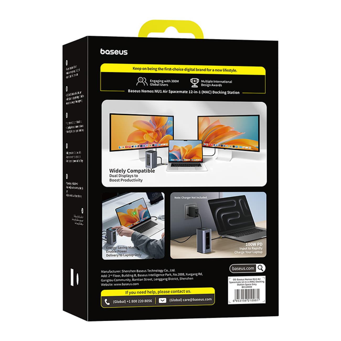 Baseus Nomos NU1 Air Spacemate 12-in-1 -telakointiasema – harmaa