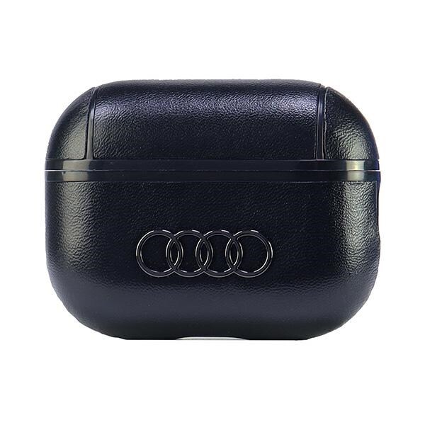 Audi-nahkainen AirPods Pro 2 -suojus, iso logo, musta/musta AU-APP2-GT/D3-BK