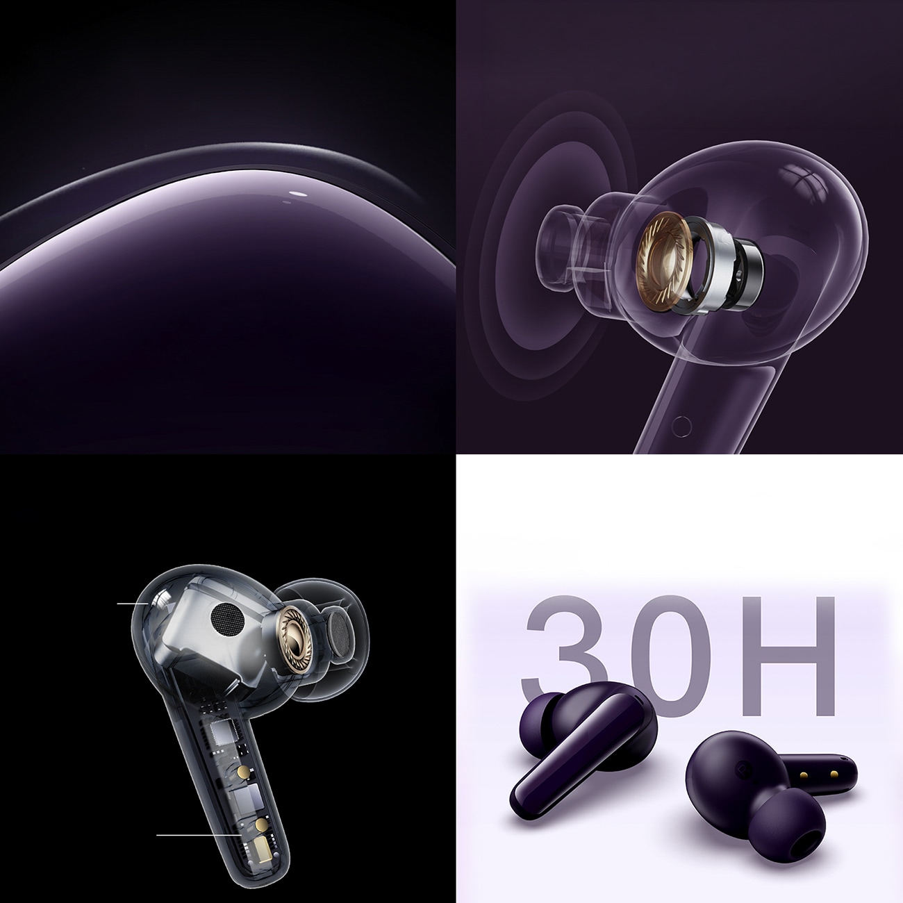 QCY T13X -korvakuulokkeet, ENC, IPX5, Bluetooth 5.3 – violetti