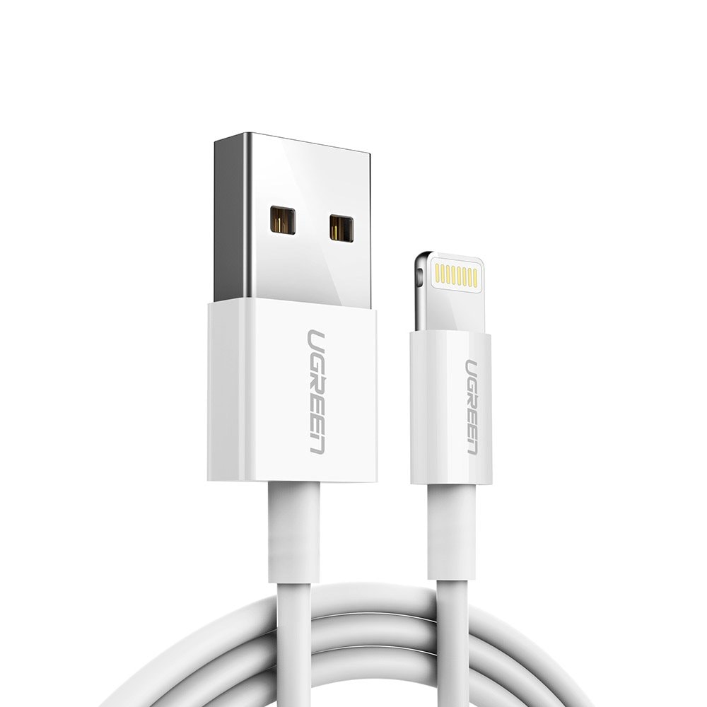 Ugreen US155 20728 USB-A / Lightning MFi 2,4 A -kaapeli, 1 m – valkoinen