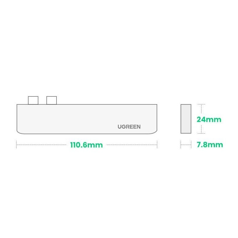 HUB Ugreen 60559 2x USB-C/USB-C PD (TB3, 100W, 4K60, 10Gbps) / HDMI 4K30 / 3x USB 3.0 – harmaa