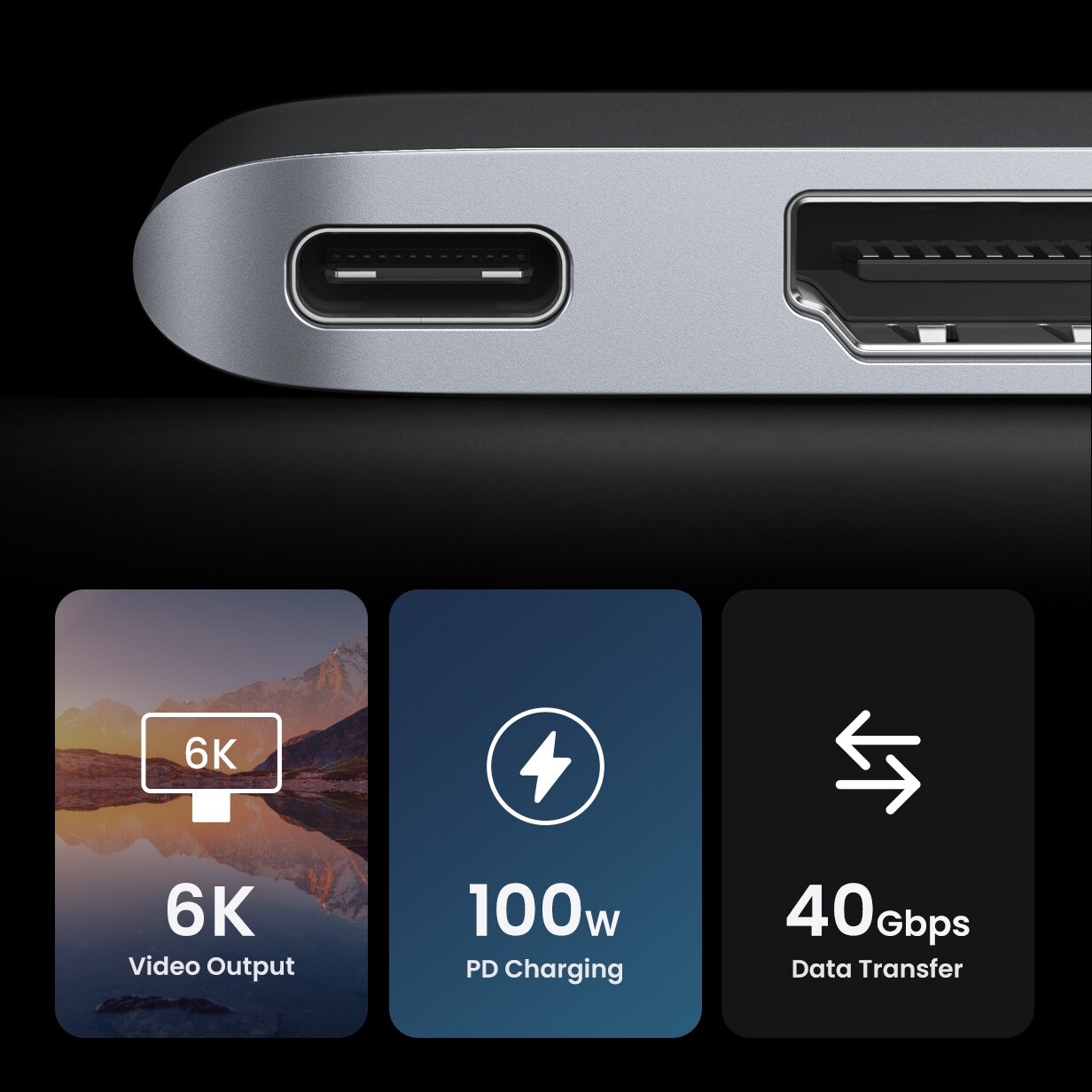 HUB Ugreen CM380 2xUSB-C – HDMI/2xUSB 3.0/SD TF/USB-C PD – harmaa