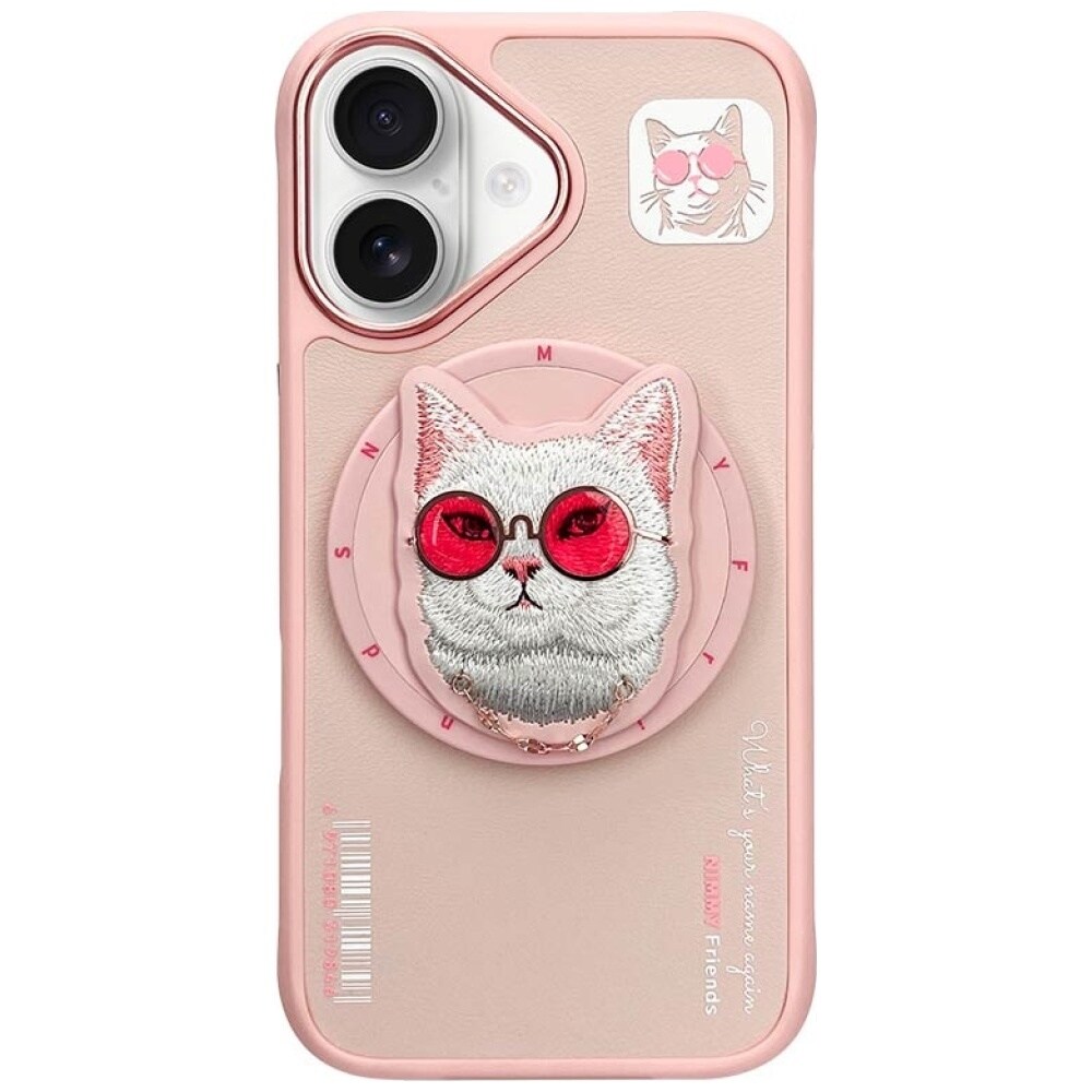 Nimmy Glasses Cool Cat MagSafe -kotelo iPhone 16:lle – vaaleanpunainen