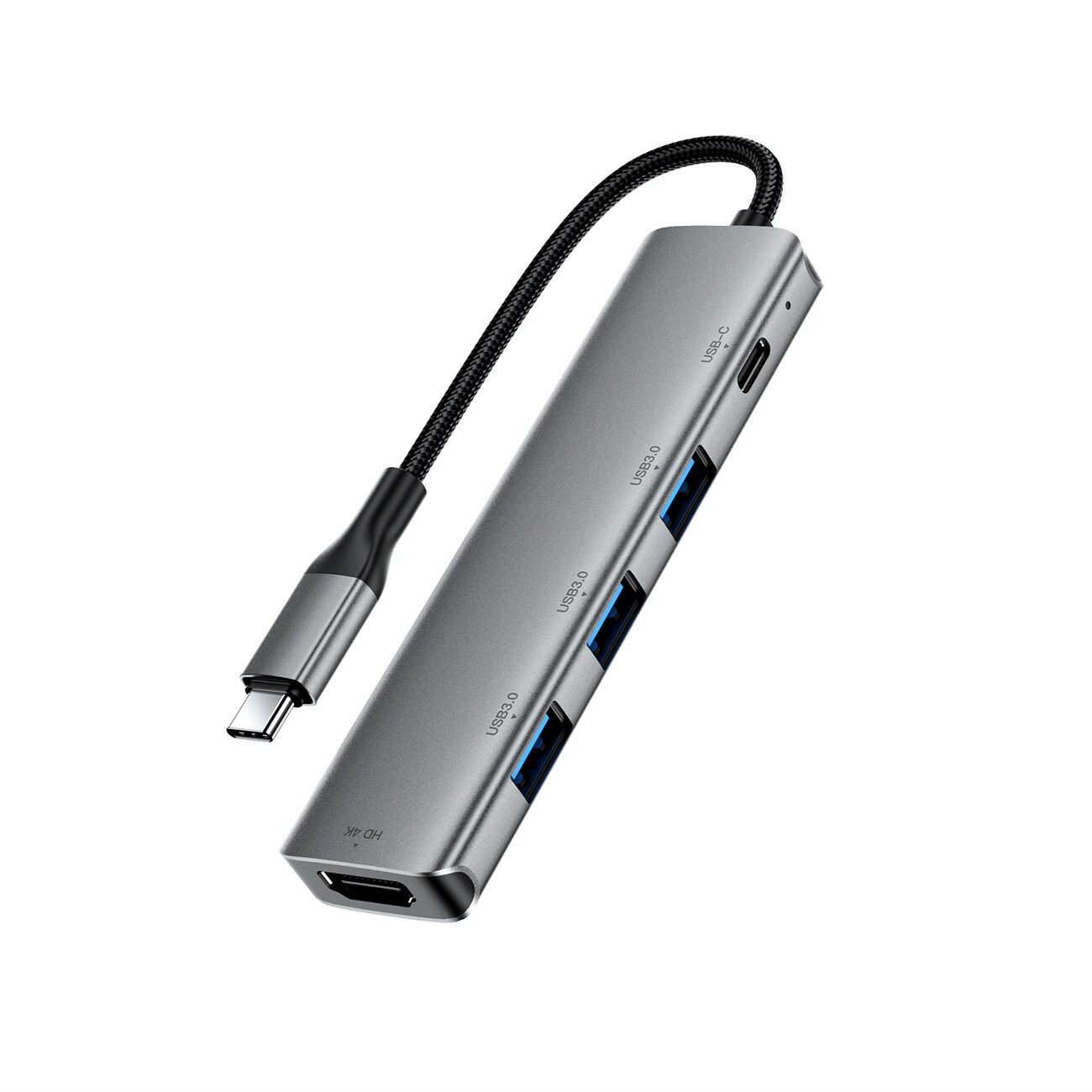 Acefast J16 USB-keskitin, USB-C, 5-in-1, HDMI 4K 60 Hz, PD 90 W, telakointiasema – harmaa