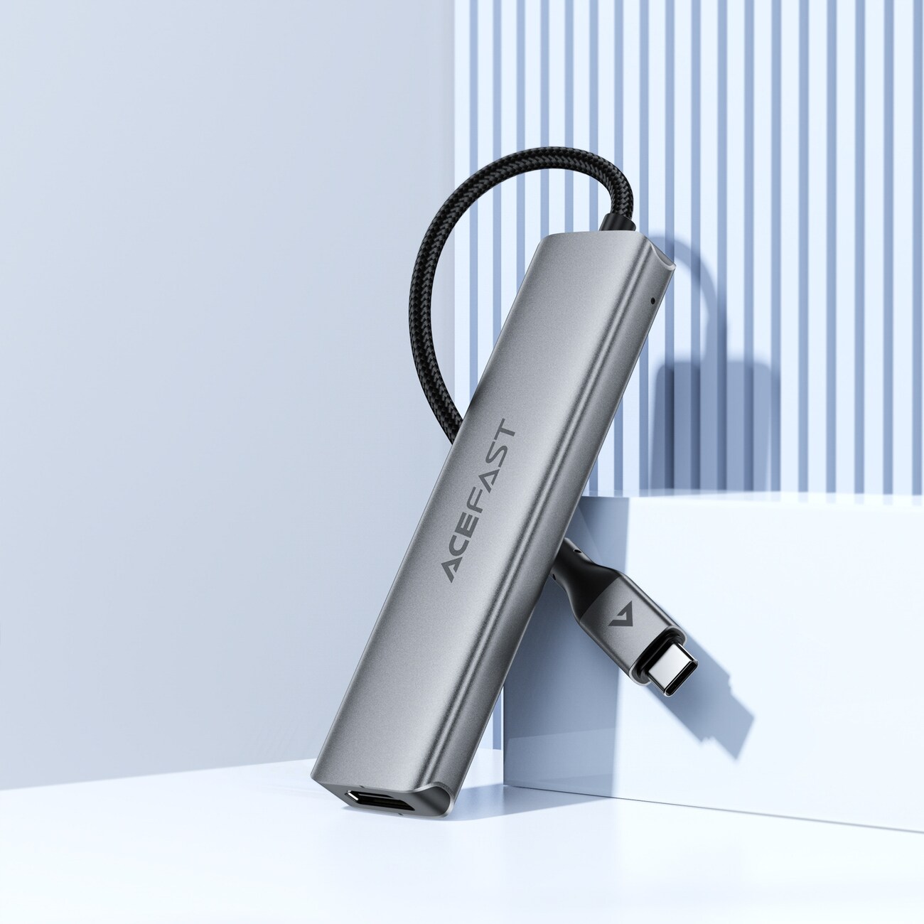 Acefast J16 USB-keskitin, USB-C, 5-in-1, HDMI 4K 60 Hz, PD 90 W, telakointiasema – harmaa