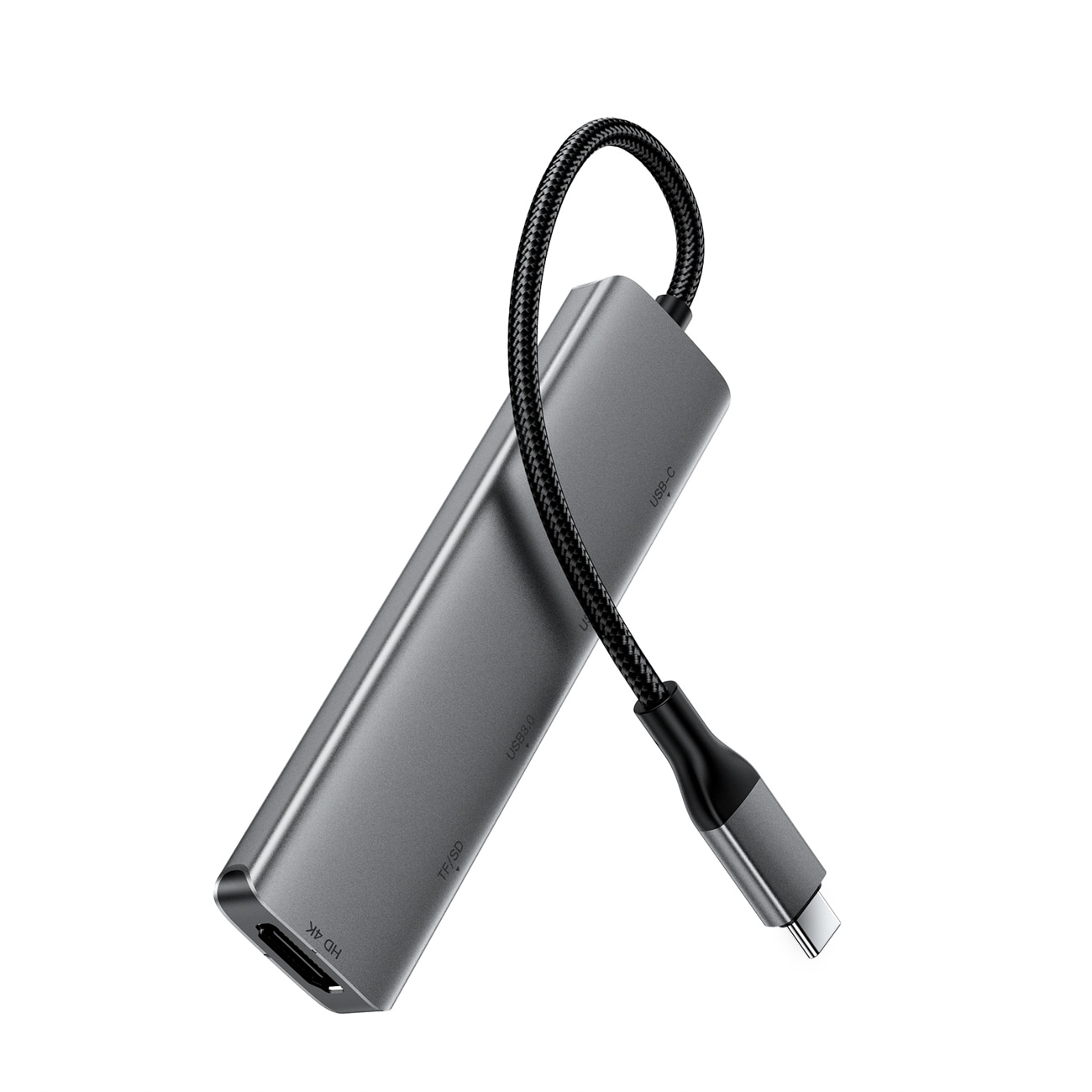 Acefast J18 USB-keskitin, USB-C, 6-in-1, HDMI 4K 60 Hz, PD 90 W, telakointiasema – harmaa