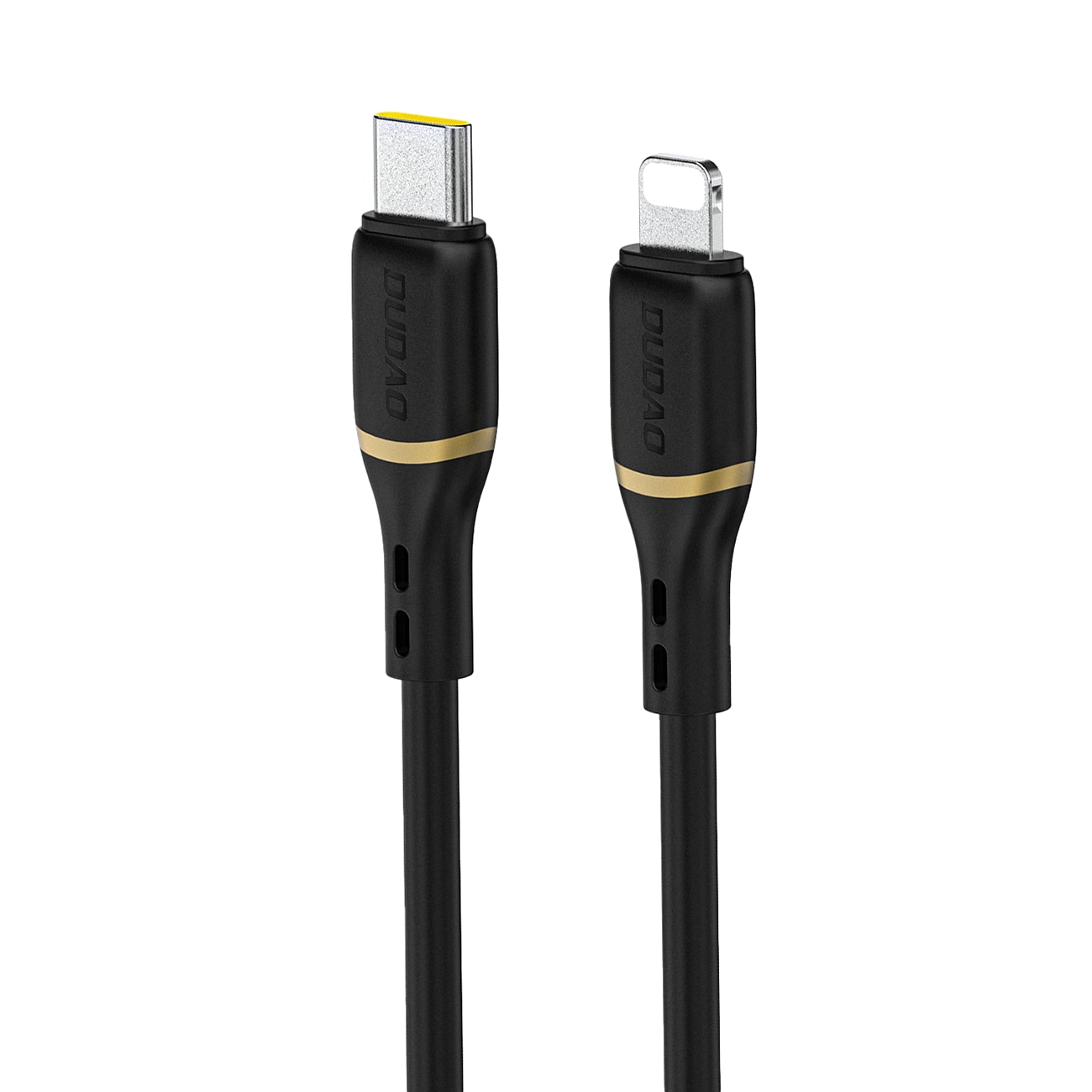 Dudao L25X USB-C – Lightning-kaapeli, 1 m, 30 W, pehmeällä silikonipunoksella – musta