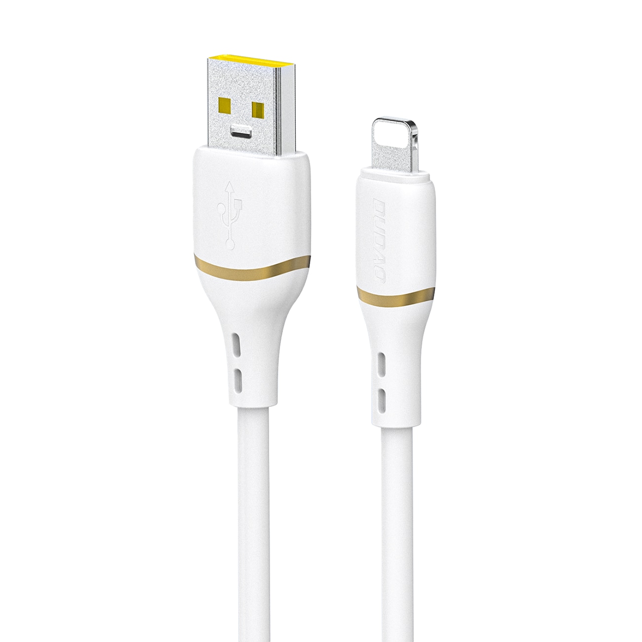 Dudao L25L USB-A – Lightning-kaapeli, 1 m, 30 W, pehmeällä silikonipunoksella – valkoinen
