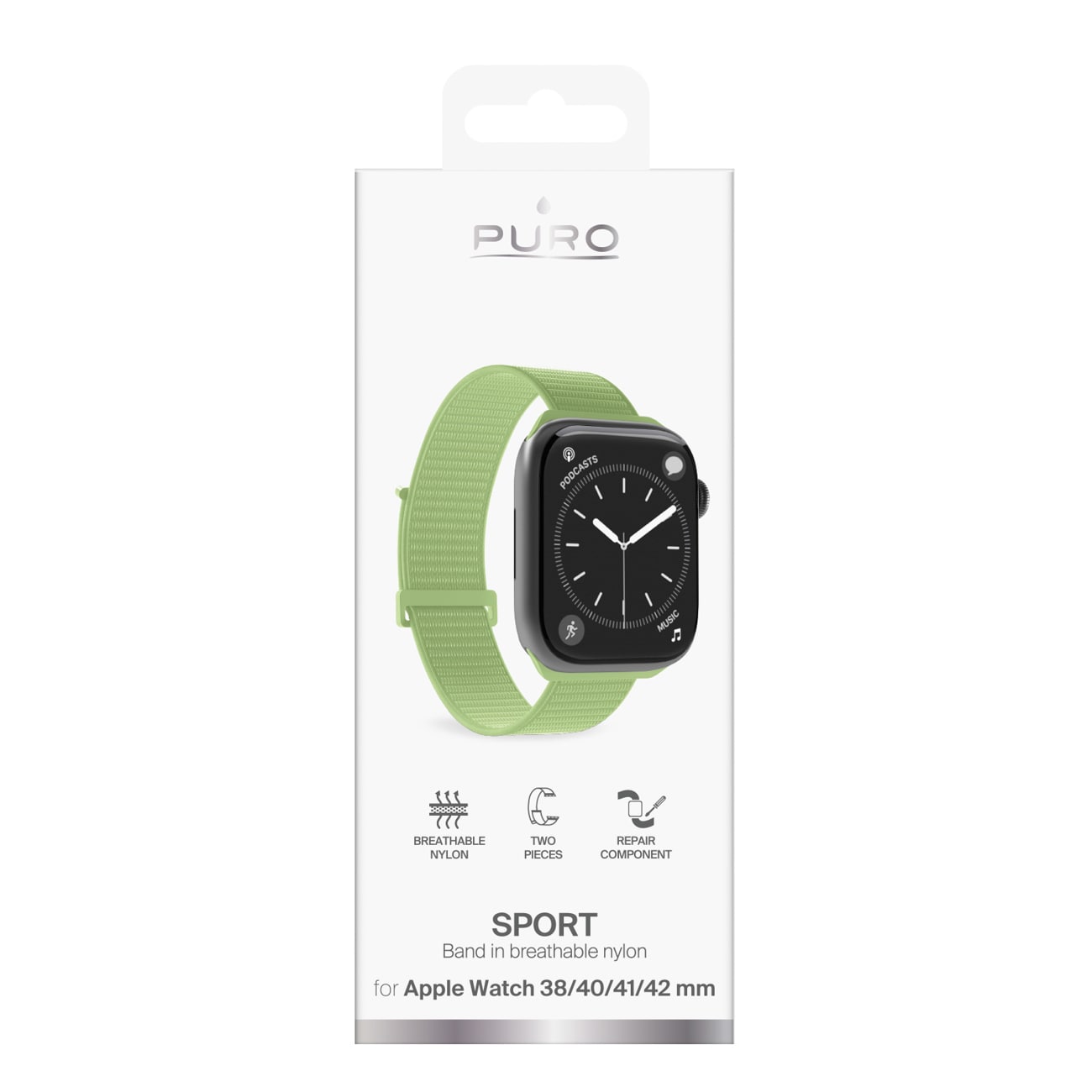 Puro Sport -ranneke Apple Watch 38/40/41/42 mm:lle – vihreä
