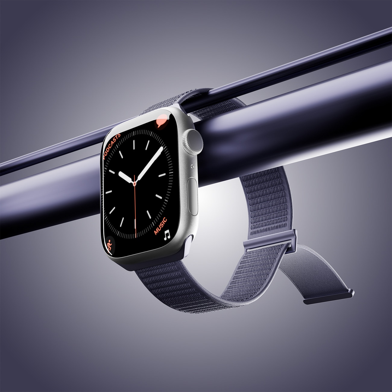 Puro Sport -ranneke Apple Watch 44/45/46/49 mm:lle – tummansininen
