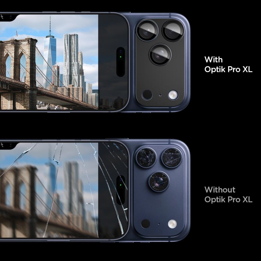 Spigen Optik Pro XL -kameran suojalasi iPhone 17 Pro:lle – musta
