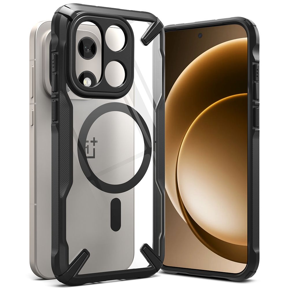 Ringke Fusion X -magneettinen MagSafe-suojakotelo OnePlus 15:lle – läpinäkyvä musta